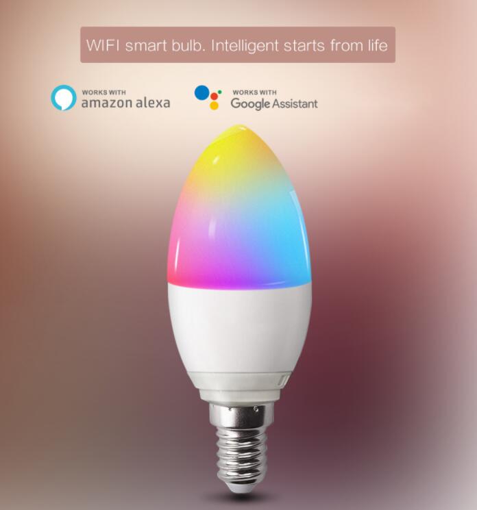 WiFi intellegent Alexa Voice control RGB CW table  lamp E14 tuya Smart Life